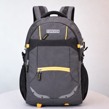 Forever Laptop Backpack for Men & Women | 15.6 Inch Water-Resistant Office & College Bag | Stylish Travel Laptop Bag (Grey & Yellow)
